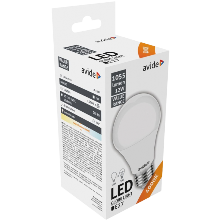 LED lemputė AVIDE, E27, A60, 12W (=75W), 4000K, 220-240V, 1055 lm