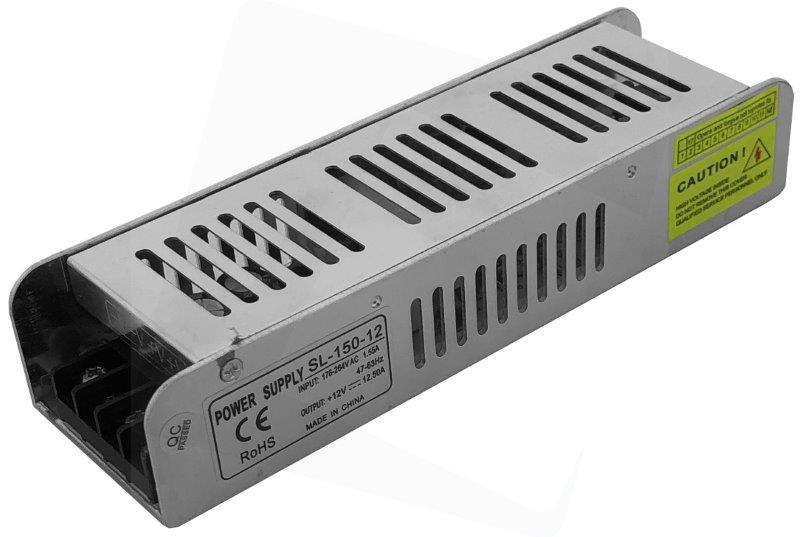 Maitinimo šaltinis LED juostoms AVIDE SLIM, IP20, 12V, 150W, aliuminis