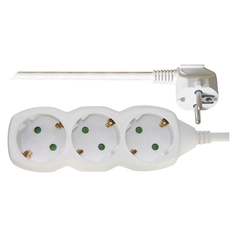 Ilgiklis EMOS, 3 lizdai, 1,5 m, H05VV-F3G 1,5 mm², baltos sp.