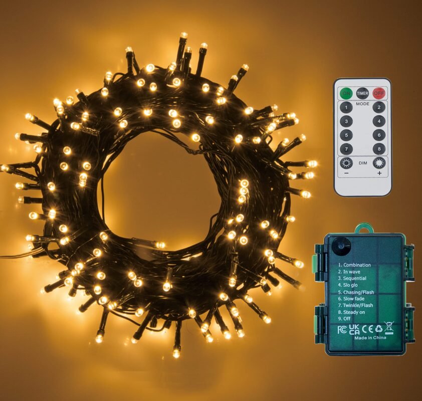 Kalėdinė girlianda šiltai baltos 100LED, 10m