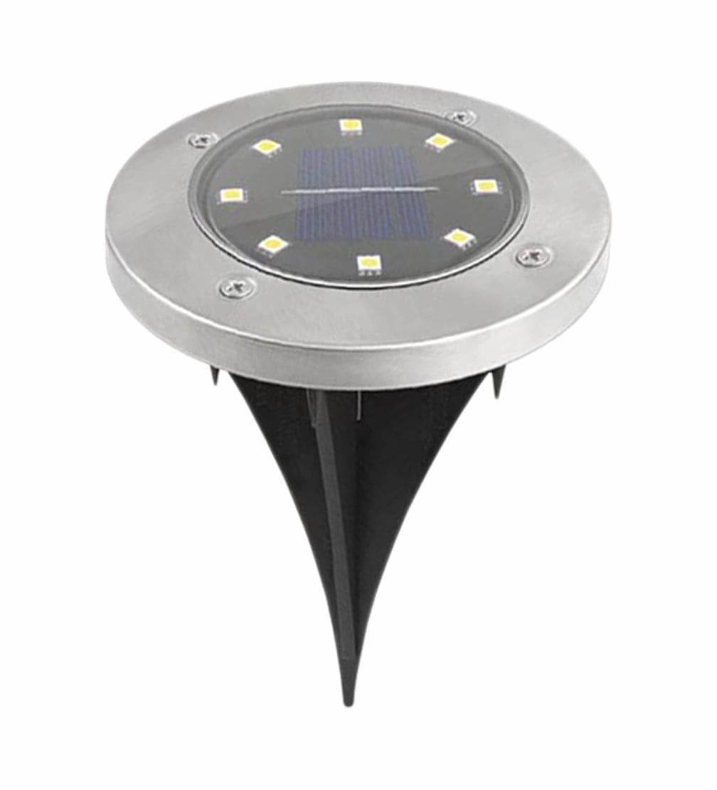 Įsmeigiamas LED šviestuvas KAUFTEC PRO, įkraunamas saulės energija, 8 LED, Ø12 cm