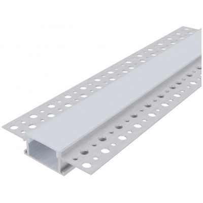 Profilis LED juostoms AVIDE, glaistomas tiesus dangtelis baltos spalvos 2 cm pločio, 1m
