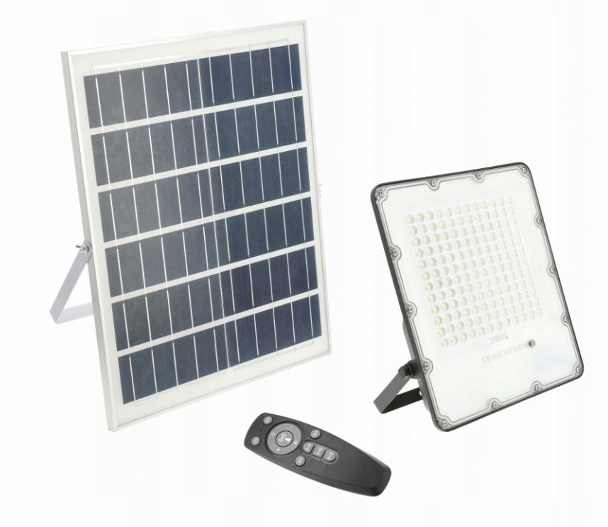 LED prožektorius GTV BRAVOS įkraunamas saulės energija, IP65, 200W, 6400K, 2000lm, 120°, su pultu