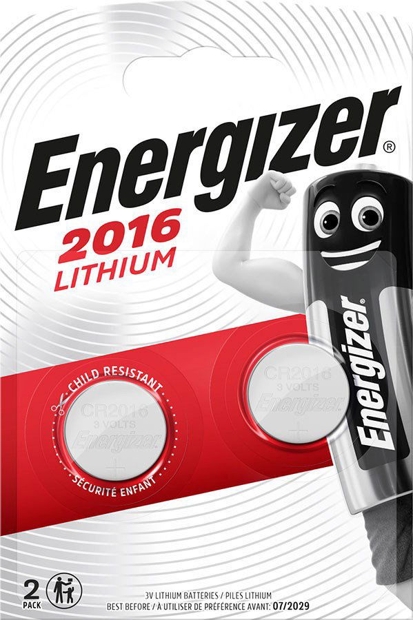 Elementai ENERGIZER Lithium, CR2016, 3V 90mAh, 2 vnt.