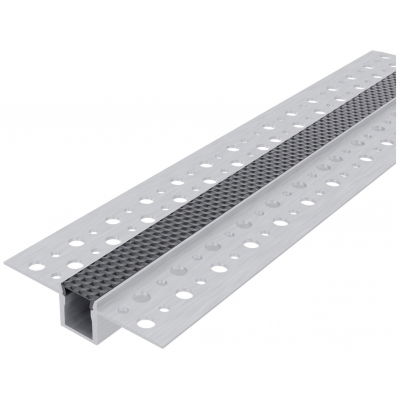 Profilis LED juostoms AVIDE, glaistomas tiesus dangtelis juodos spalvos 2 cm pločio, 1m