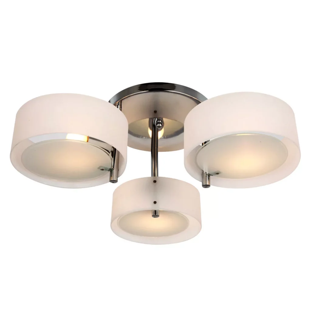 LED lubinis šviestuvas, 3 lemputės, E27, 40 W, chromuotas akrilas, šiltai balta, Ø64xH20cm