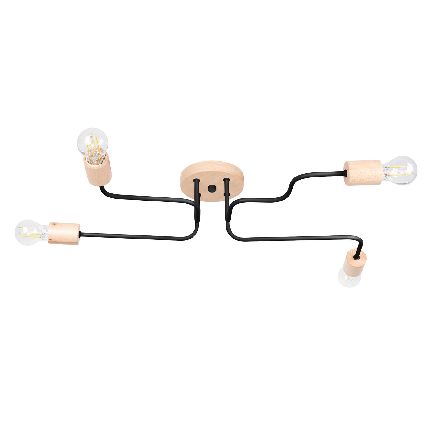 Lubinis šviestuvas SOLLUX TIMBO 4, E27, 4 x max 15W LED, juoda