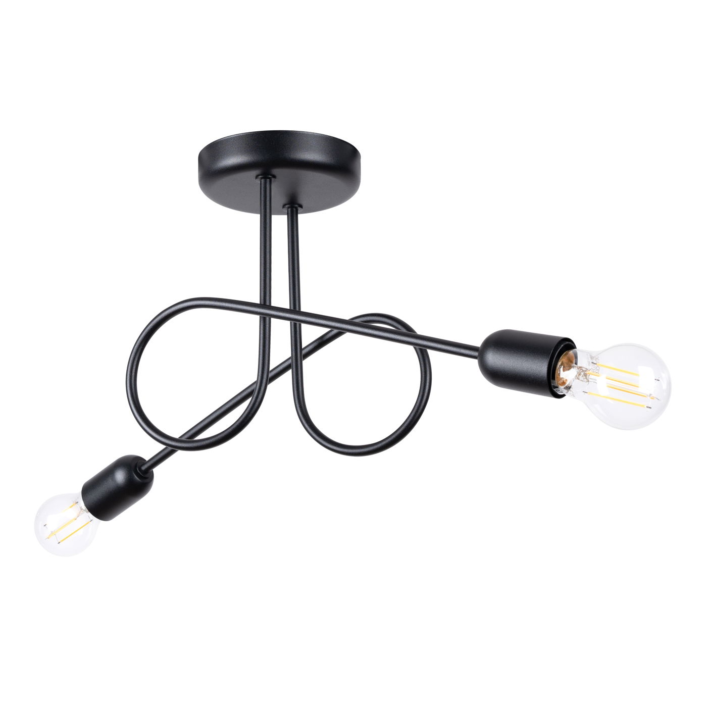 Lubinis šviestuvas SOLLUX LOOP 2, E27, 2 x max 15W LED, juoda