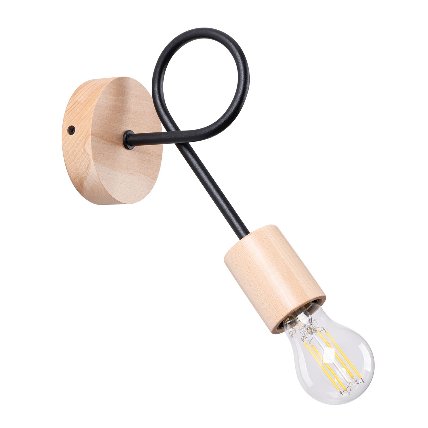 Sieninis šviestuvas SOLLUX EMBER, E27, 1 x max 15W LED, juoda
