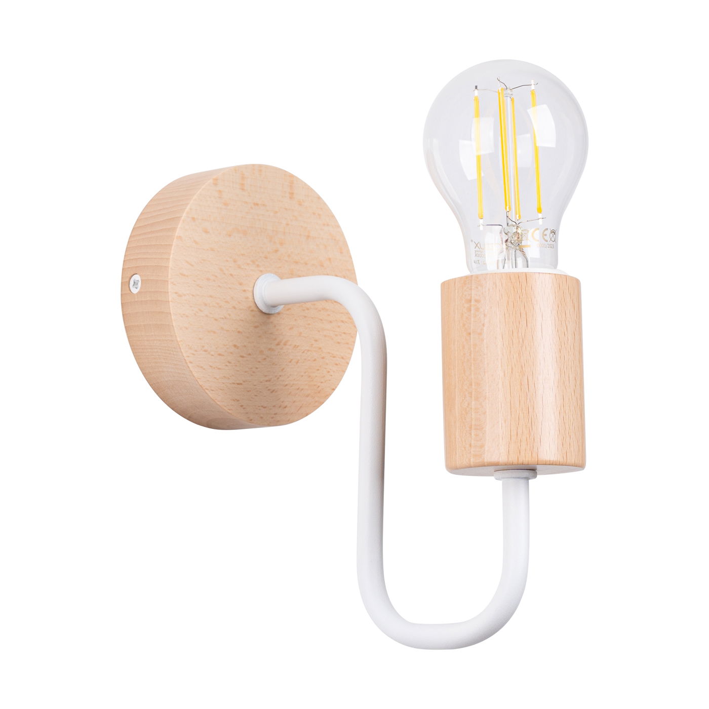 Sieninis šviestuvas SOLLUX TIMBO, E27, 1x max 15W LED, balta