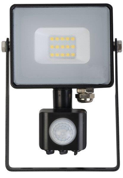 LED prožektorius su judesio davikliu V-TAC SAMSUNG, 10 W, 4000 K, 800 lm, IP65, juodos sp.