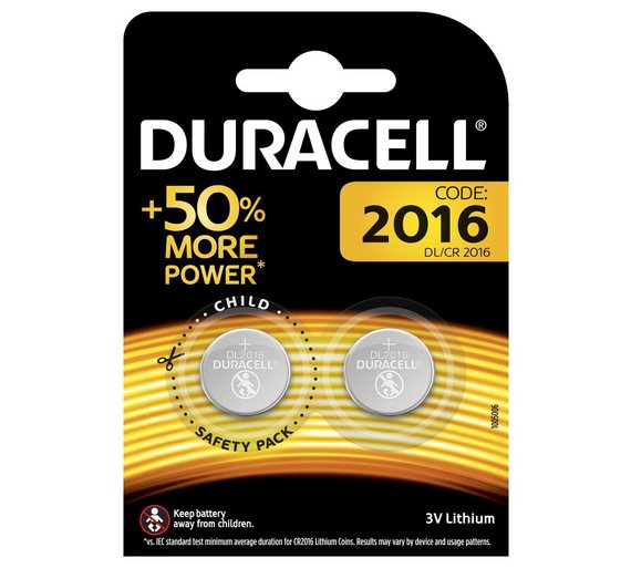 Baterija Ličio CR2016 3V DURACELL 2 vnt. Pakuotėje
