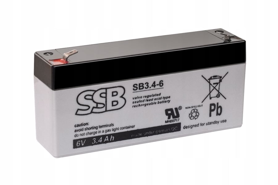 Akumuliatorius (AGM) SSB SB (3.4Ah, 6V, F1, VRLA)