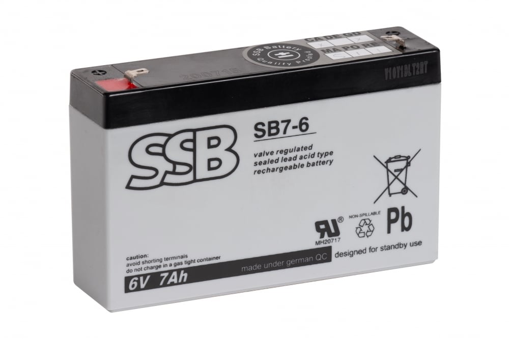 Akumuliatorius (AGM) SSB SB 7Ah 6V F1 VRLA (SB 7-6)