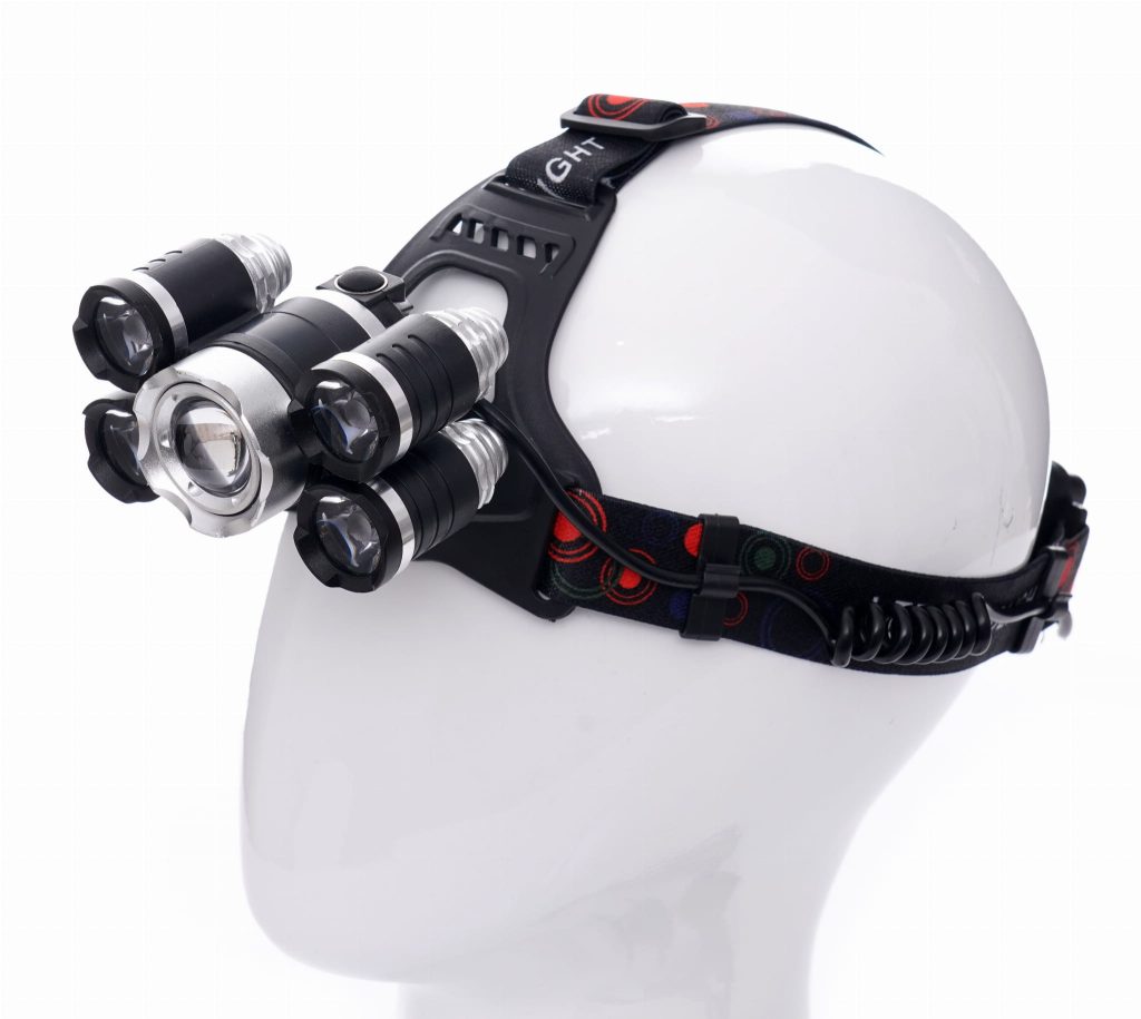 Prožektorius 1xT6LED+4xQ5LED ant galvos, įkraunamas KD1248