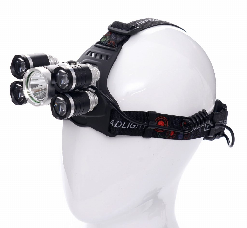 Prožektorius 1xT6LED+4xQ5LED ant galvos, įkraunamas KD1247