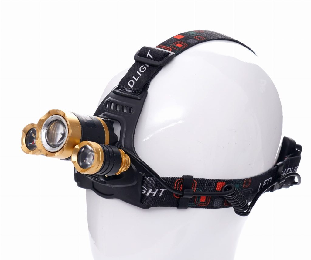 Prožektorius 1xT6LED+2xQ5LED ant galvos, įkraunamas KD1246