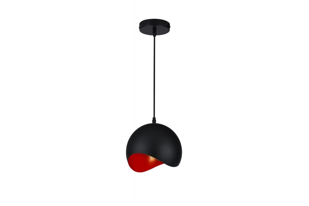 MAVIA lubinis LED šviestuvas (E27, 40 W, IP20, juodas, vidus raudonas, apvalus) GTV OS-MAV-12-DEC