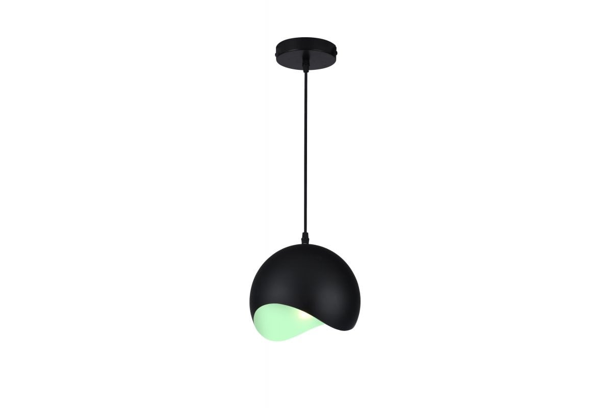 MAVIA lubinis LED šviestuvas (E27, 40 W, IP20, juodas, vidus žalias, apvalus) GTV OS-MAV-14-DEC
