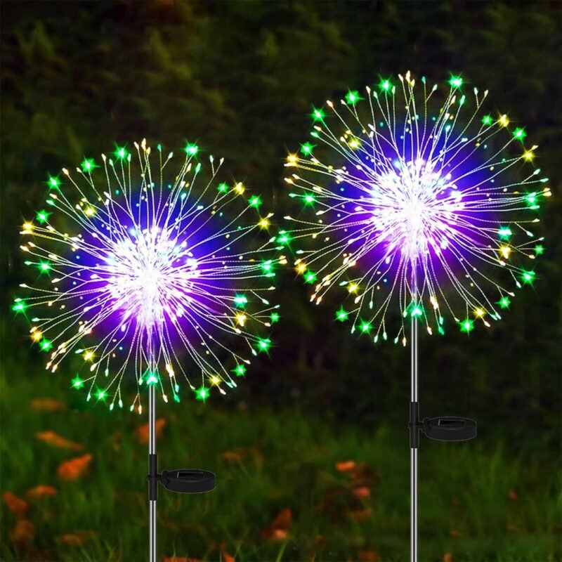 Saule įkraunami sodo šviestuvėliai 2 vnt. 120 LED