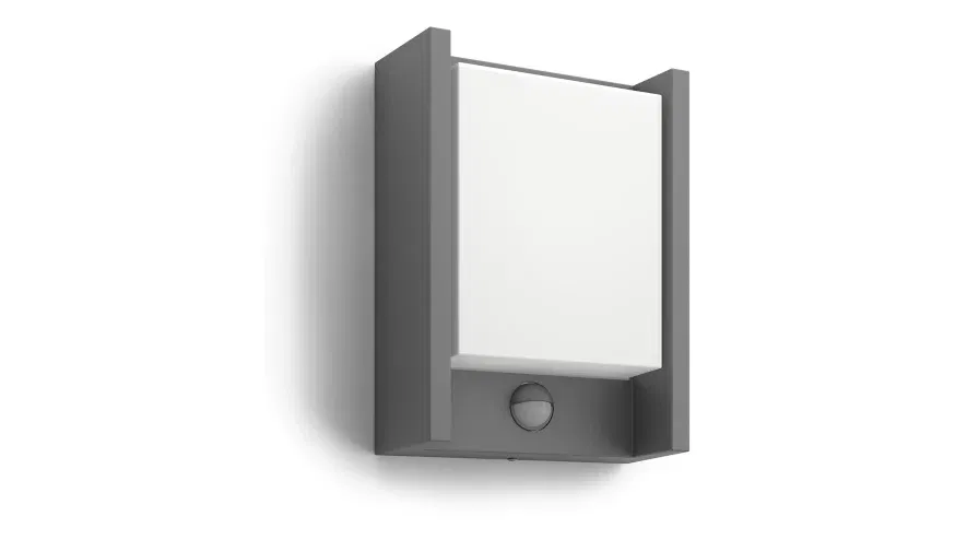 Sieninis LED lauko šviestuvas PHILIPS ARBOUR IP44 2700K 6W 600lm jud. daviklis 22,1x16,6cm