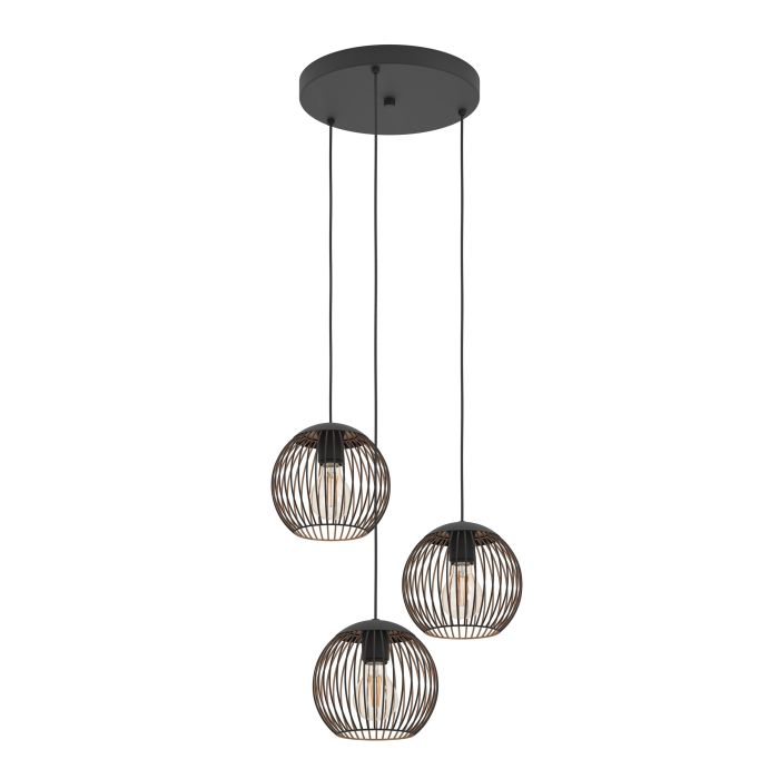 Pakabinamas šviestuvas EGLO ALMANZORA, E27, 3x60W, juodos sp., 43x43x28