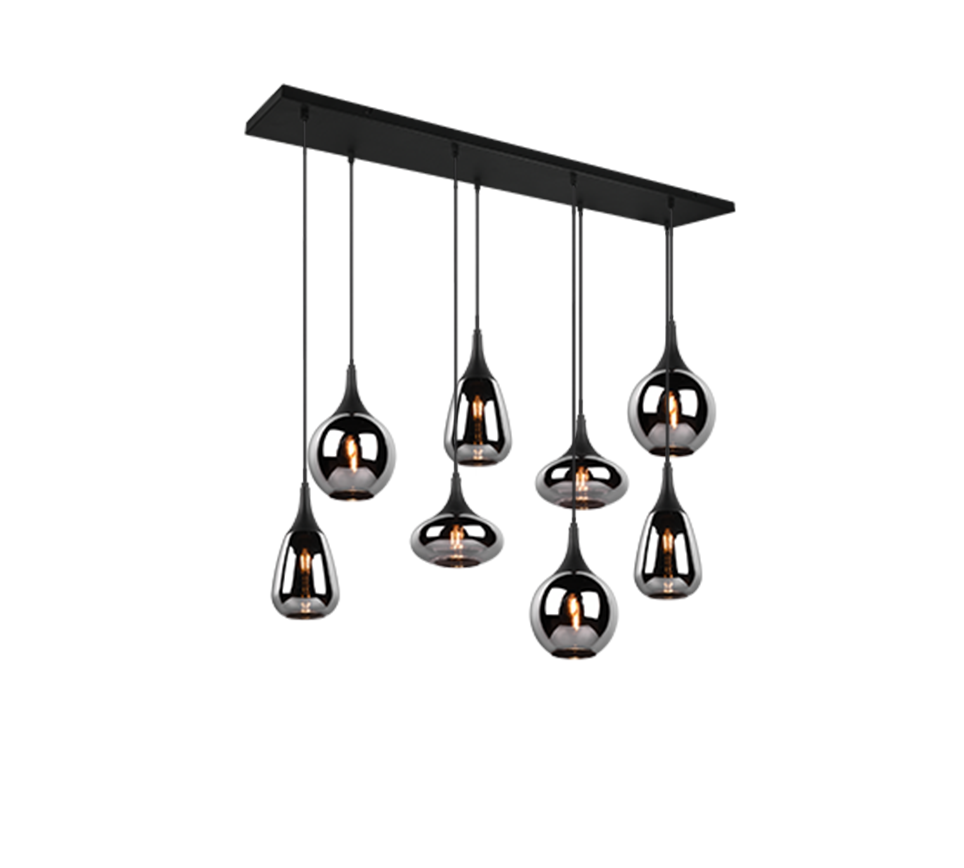 Pakabinamas šviestuvas TRIO LUMINA, 8 x E14, max 40W, juodos sp., 115 x 20 x h150 cm