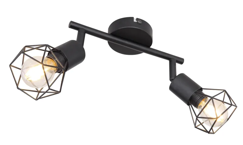 Taškinis šviestuvas GLOBO XARA, 2xE14 max 2x40W, metalinis, juodos sp. 8x18x22cm