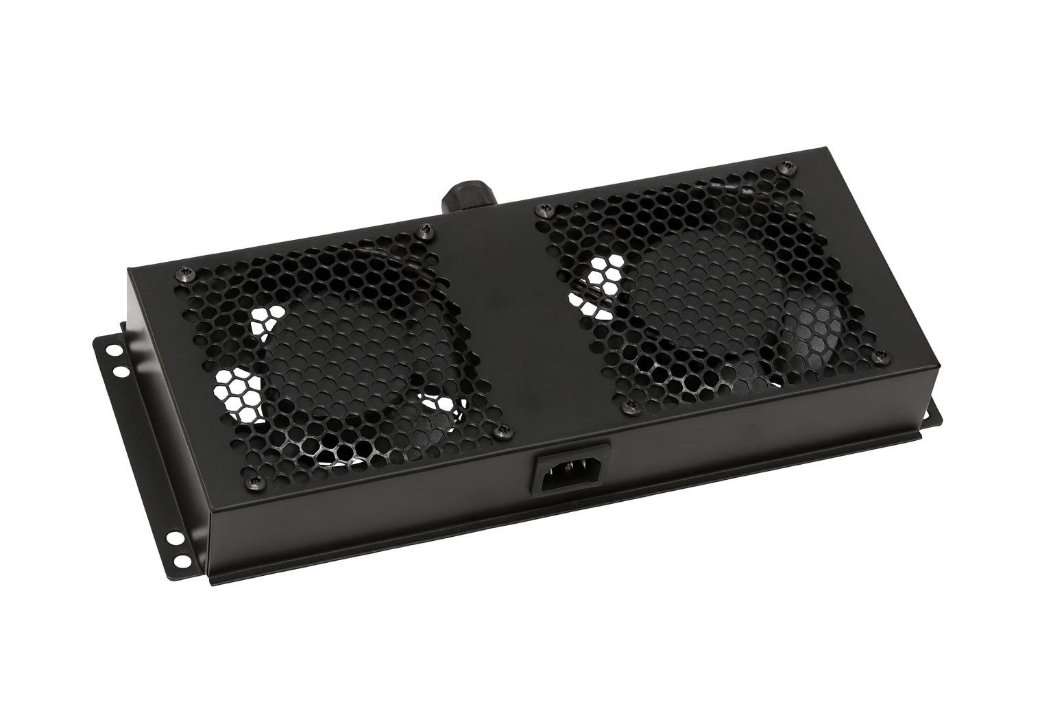 Ventiliatorių blokas 19'' A2 serijos spintai AFS-2 (2 ventiliatoriai, 600mm, juodas, sujungiamas 2x2)