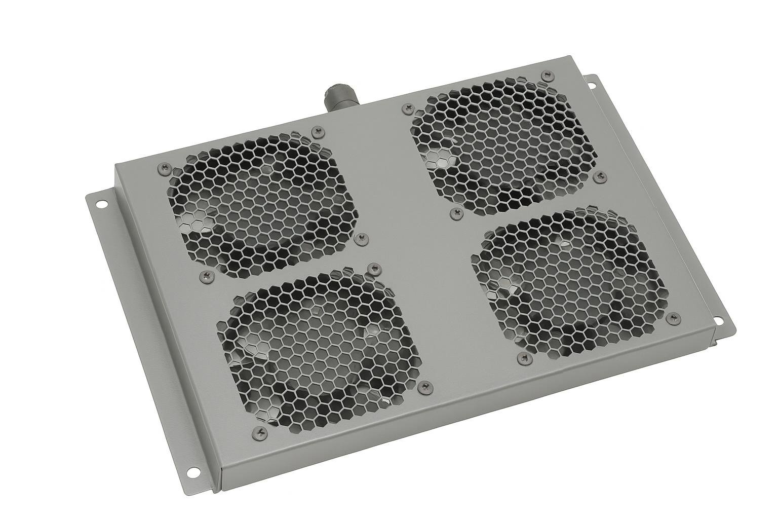 Ventiliatorių blokas 19'' AFS-4 A2 serijos spintoms (4 ventiliatoriai, 800–1000mm, pilkas, komplektas 2x2, sujungiamas)