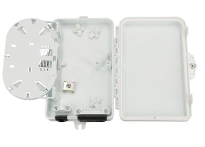 Hermetinė optinė FTTx sieninė dėžutė (2xSC/LC, IP65, 167x102x31 mm)