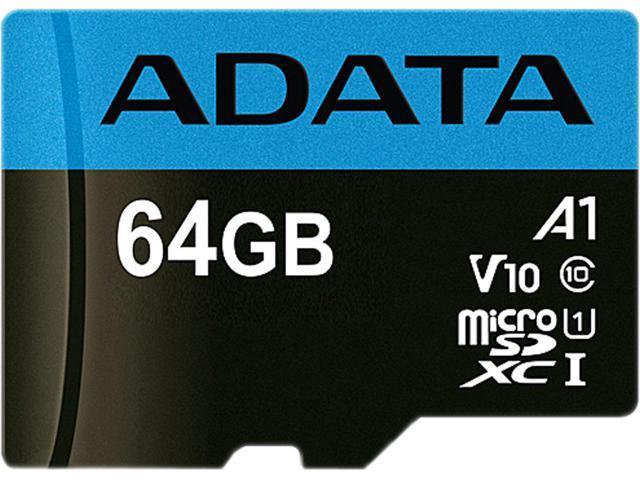 Atm.kort. ADATA 64GB MICROSDHC CLASS10+adapt. AUSDX64GUICL10A1-RA1