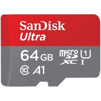 Atm.kort. SANDISK Ultra microSDXC 64GB +adapteris, 140MB/s, A1, C10, UHS-I/SDSQUAB-064G-GN6MA