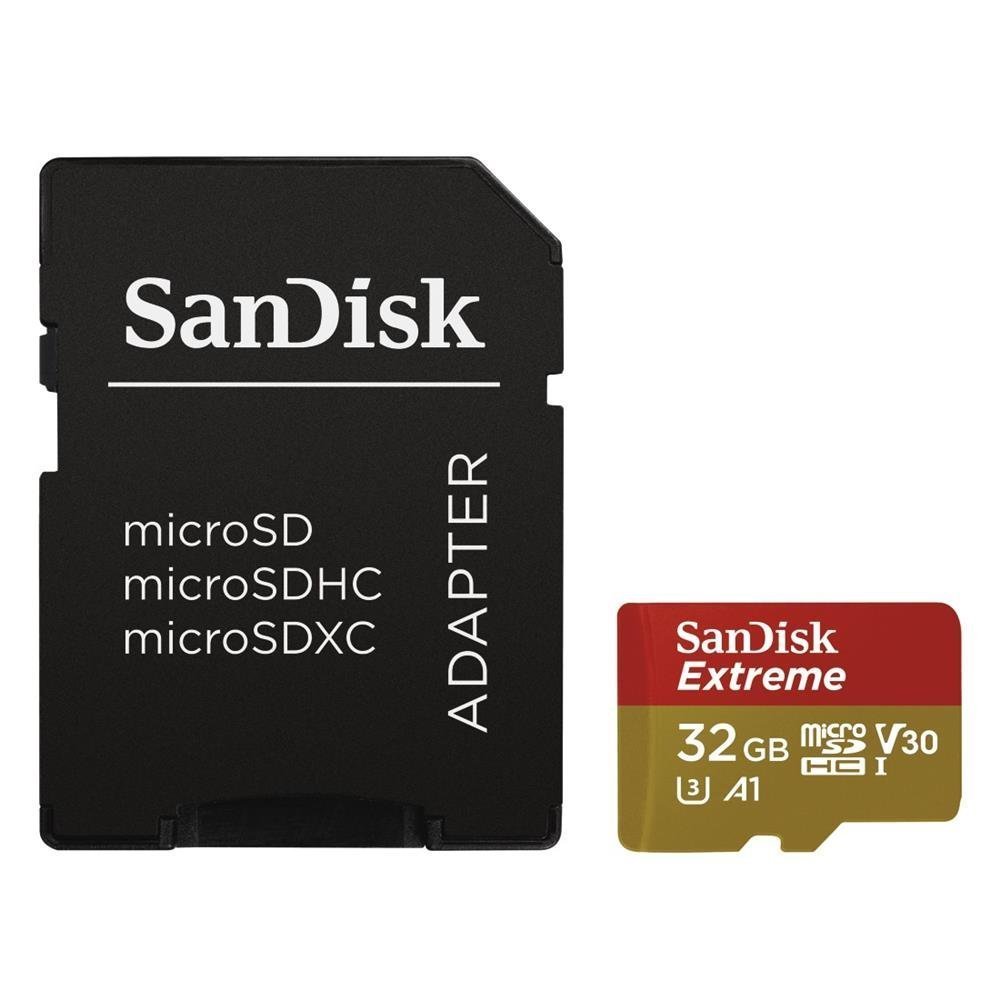 Atm.kort. SANDISK Extreme microSDHC 32GB + adapteris, 100MB/s, U3, C10 V30, UHS-I/SDSQXAF-032G-GN6MA