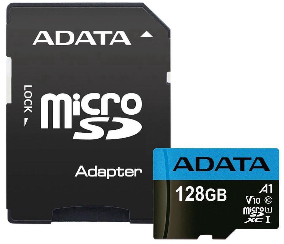 Atm.kort. ADATA 128GB MICROSDHC CLASS10-adapt. AUSDX128GUICL10A1-RA1