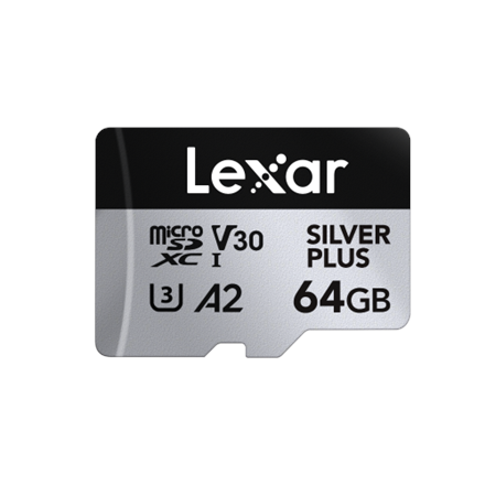 Micro SD Lexar  SILVER PLUS  64 GB  microSDXC  Flash memory class 10