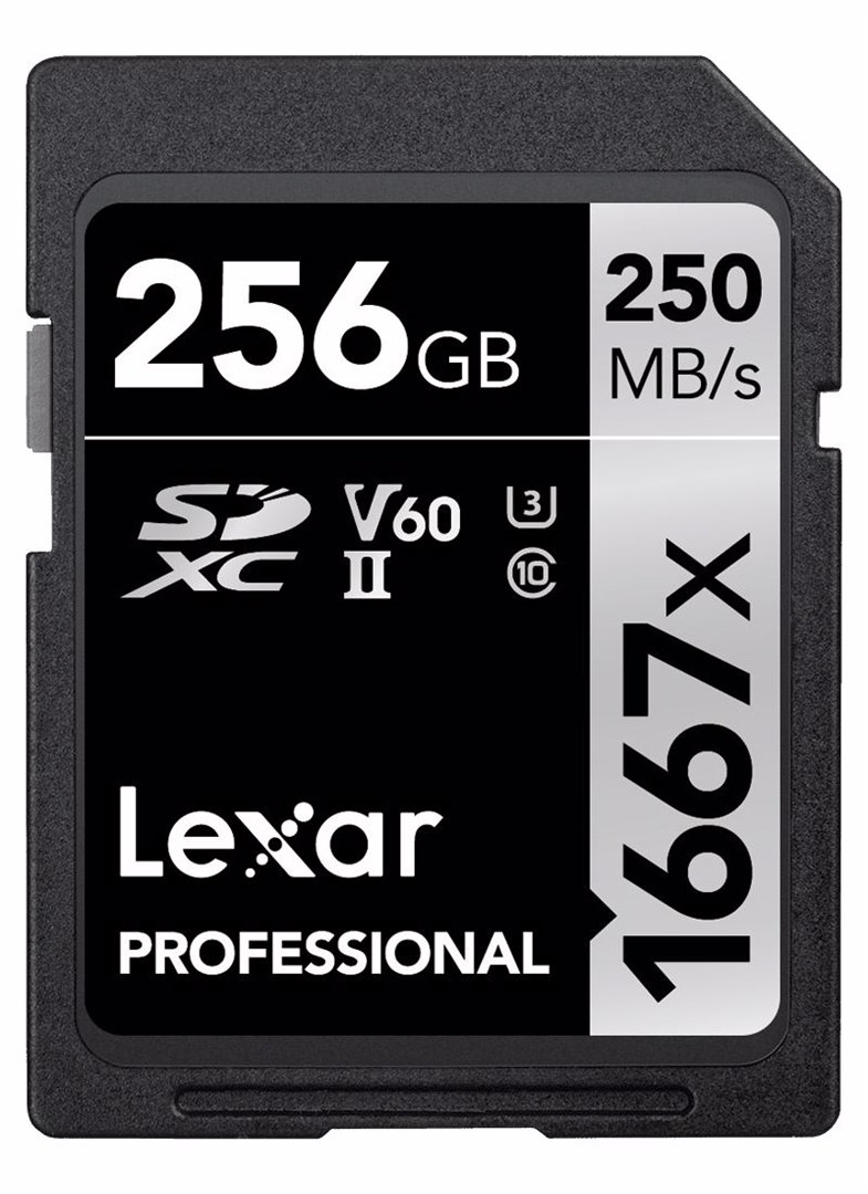 Atm.kort. LEXAR SDXC 256GB Pro 1667x U3 V60 250MB/s LSD256CB1667