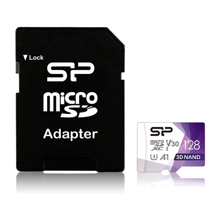 Micro SD Silicon Power  Superior Pro  128 GB  micro SDXC  Flash memory class 10  with Adapter