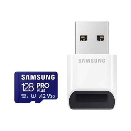 SAMSUNG 128GB, PRO Plus MicroSD Card with SD Adapter, Blue | Samsung|MB-MD128SB/WW