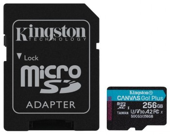 Kingston 256GB microSDXC Canvas Go Plus 170R A2 U3 V30 Card + ADP, EAN: 740617301250|SDCG3/256GB