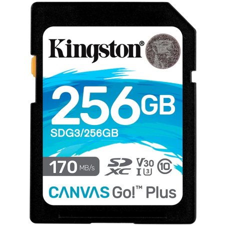 Kingston 256GB SDXC Canvas Go Plus 170R C10 UHS-I U3 V30|SDG3/256GB