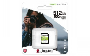 Kingston 512GB SDXC Canvas Select Plus 100R C10 UHS-I U3 V30|SDS2/512GB