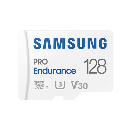 Samsung | PRO Endurance | MB-MJ128KA/EU | 128 GB | MicroSD Memory Card | Flash memory class U3, V30, Class 10 | SD adapter|MB-MJ128KA/EU