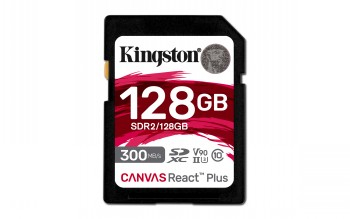 KIGNSTON 128GB CANVAS REACT PLUS SDXC UHS-II 300R/260W U3 V90 FOR FULL HD/4K/8K|SDR2/128GB