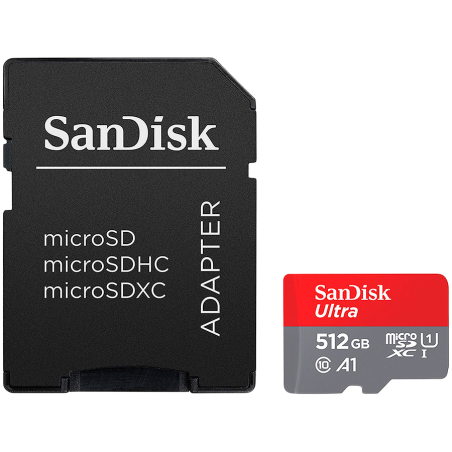 SanDisk Ultra microSDXC 512GB + SD Adapter 150MB/s A1 Class 10 UHS-I|SDSQUAC-512G-GN6MA