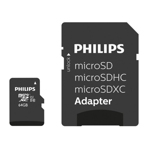 "Philips MicroSDXC" 64GB 10/UHS 1 klasės + adapteris