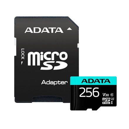 ADATA | Premier Pro | UHS-I U3 | 256 GB | micro SDXC | Flash memory class 10 | with Adapter|AUSDX256GUI3V30SA2-RA1