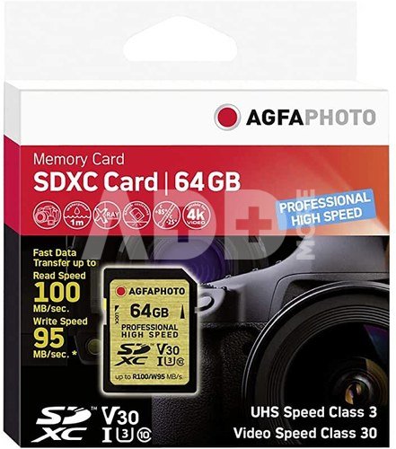 AgfaPhoto SDXC UHS I 64GB Professional High Speed