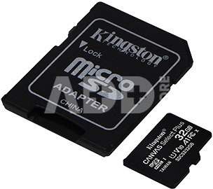 Kingston Canvas Select Plus UHS-I 32 GB, microSDHC, Flash memory class 10, SD Adapter