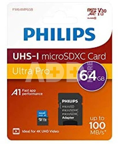 Philips MicroSDXC Card 64GB Class 10 UHS-I U3 incl. Adapter